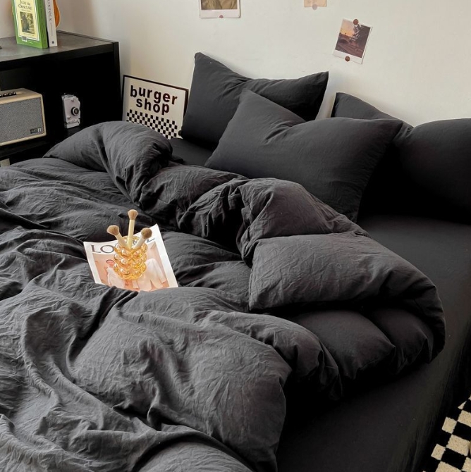 Washed cotton small fresh four piece set bed sheets duvet covers